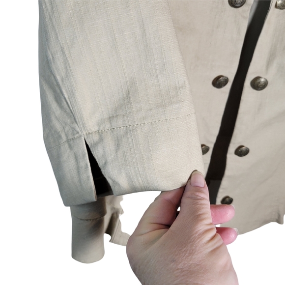 Roz & Ali tan cropped 3/4 sleeve open front blazer Size 1X - Picture 3 of 10